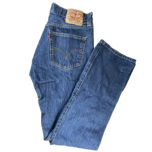 Levis 501 Jeans Mens 33x35 Straight Leg Dark Blue Denim Button Fly